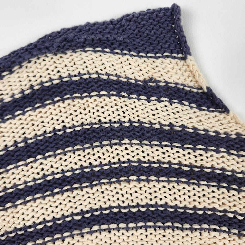 Vince Striped V Neck Sweater M Navy Cream Chunky Knit Nautical Quiet Luxury - Picture 9 of 13